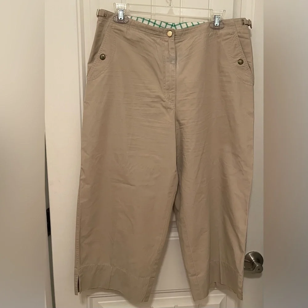 RALPH LAUREN WOMEN'S DRESS CAPRI PANTS GOLD Pebble SIZE 12 GREEN TAG Polo Match